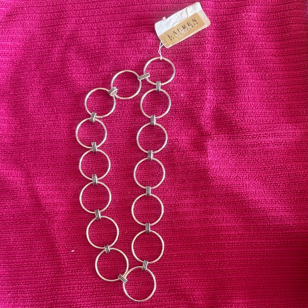 Ralph Lauren silver circle hidden clasp necklace.